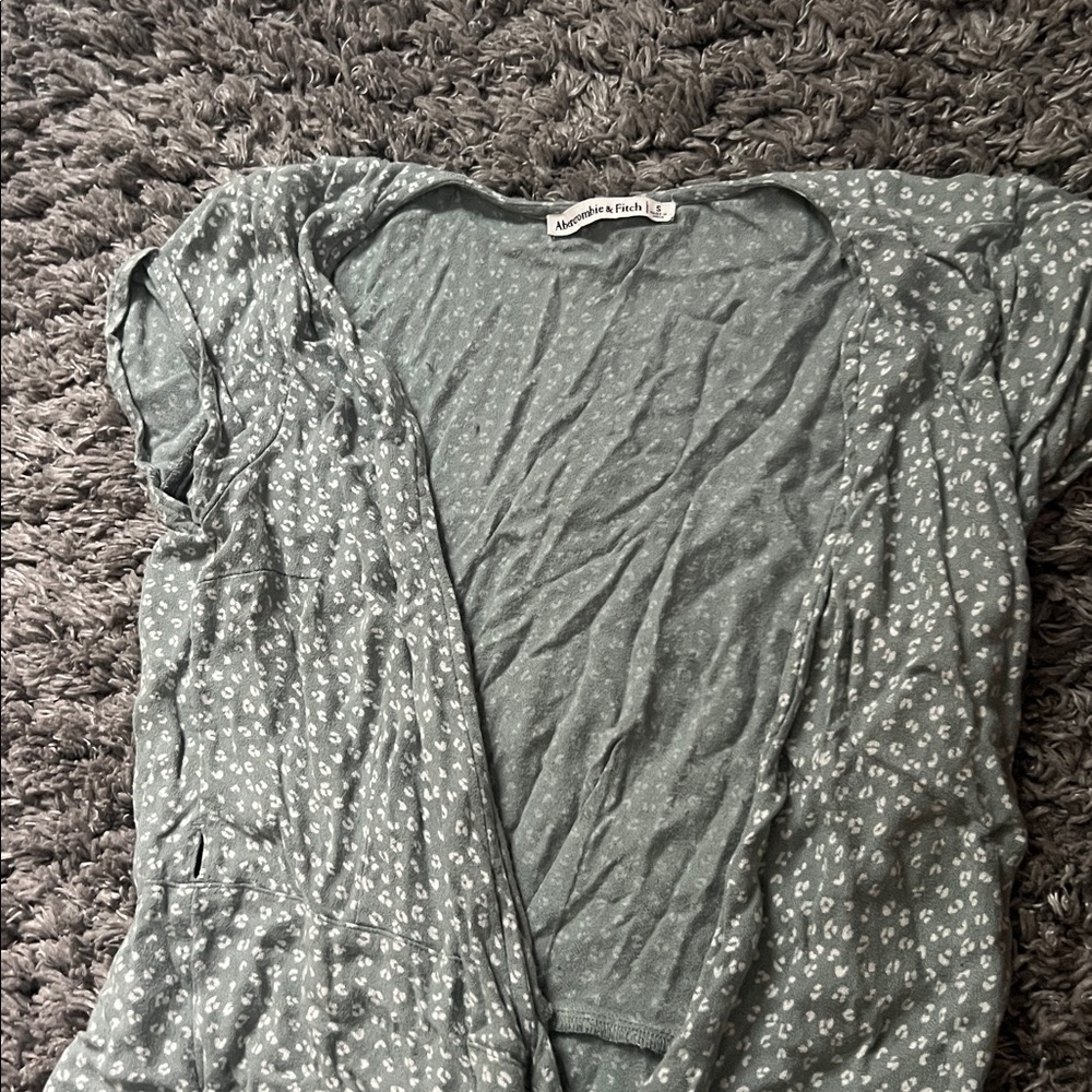 Abercrombie & Fitch Green Patterned Open Cardigan